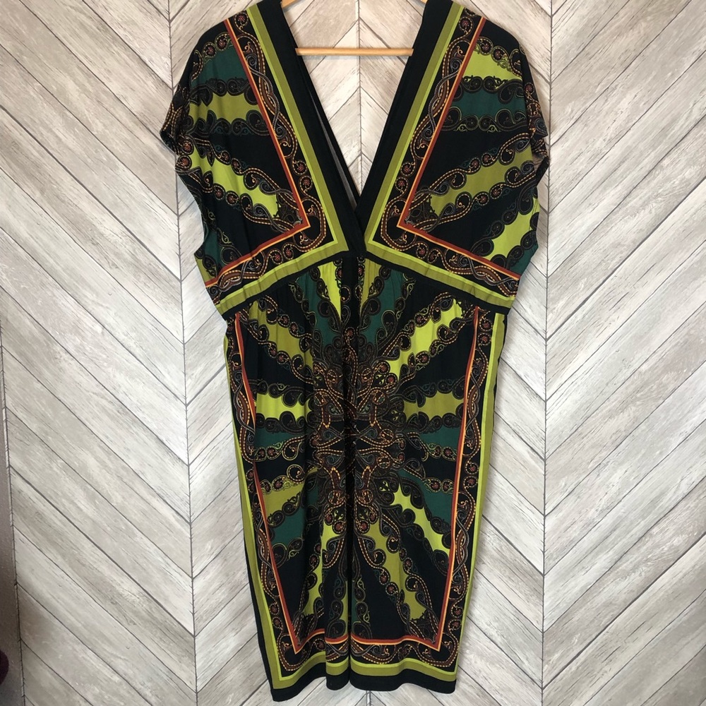 Snap Deep V Neck Dress Coverup 2X